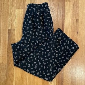 Black and White Floral Vintage Pendleton Flowy Pants